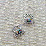 SS Round Inlay Crab Dangle Earrings