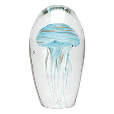 Blue and Gold Glow Jellyfish Paperweight