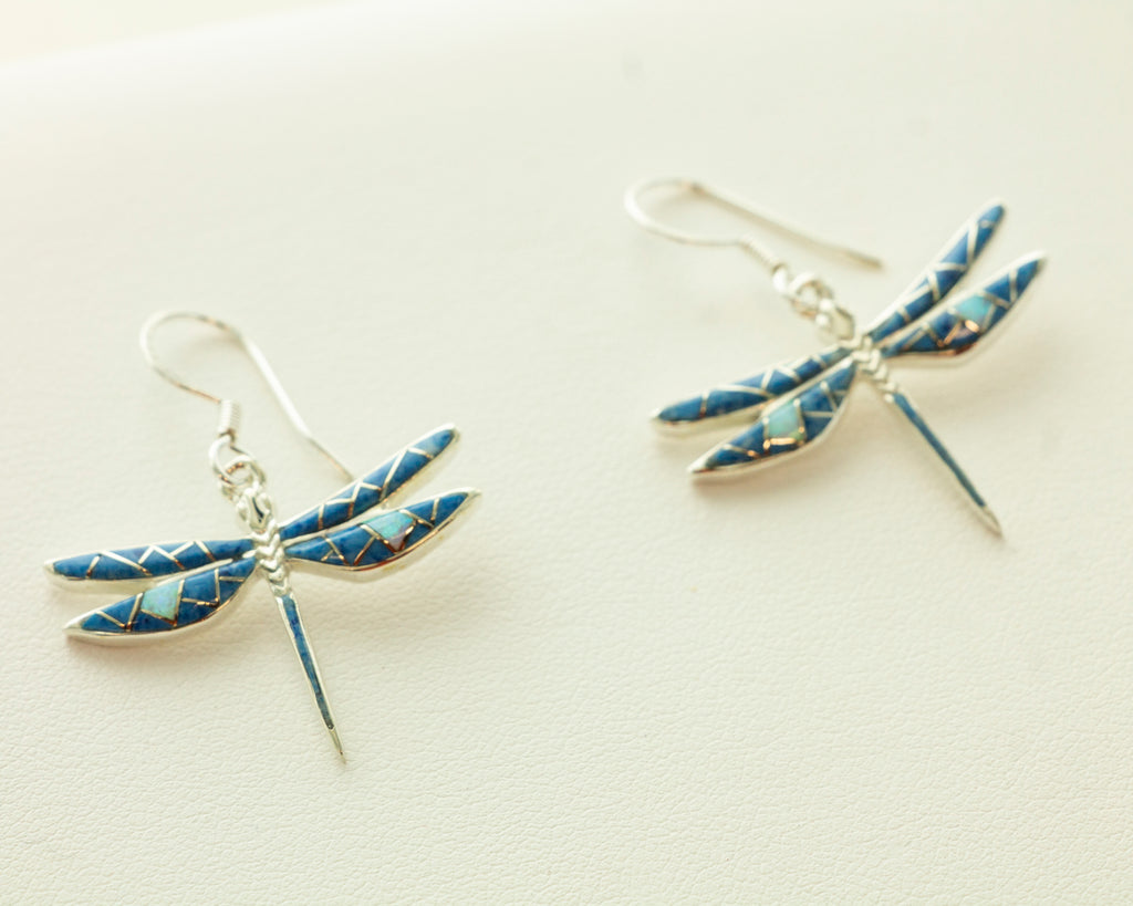 SS Lapis Dragonfly Earrings
