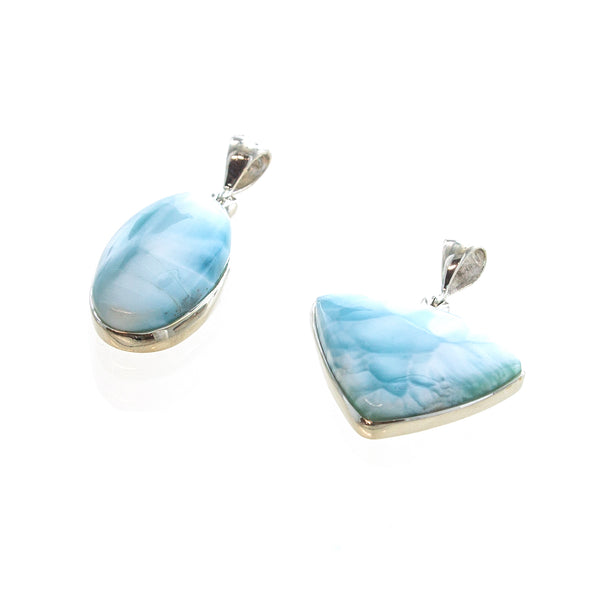 SS Assorted Larimar Bezel Pendants