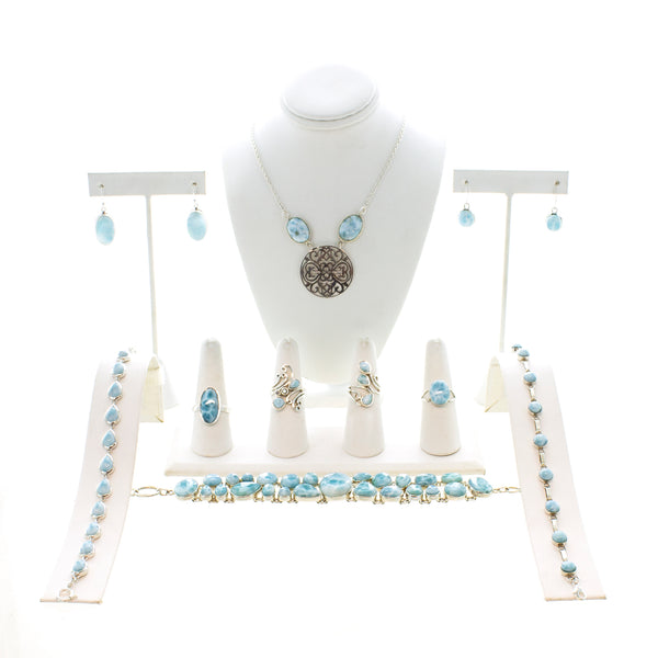 SS Small Larimar Oval Bezel Earrings