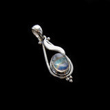 SS Leafy Oval Moonstone Pendant with Bead Accents