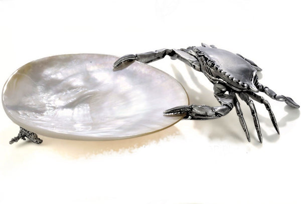 Mother Of Pearl Pewter Crab Plate