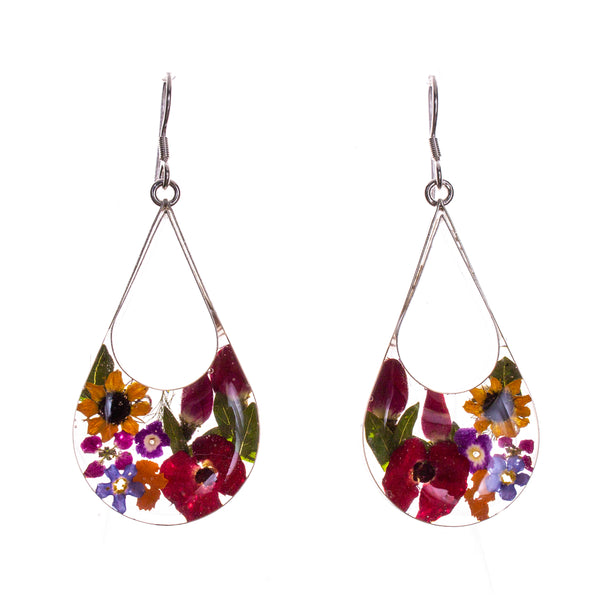 Sterling Silver Pear Resin Bouquet Earrings