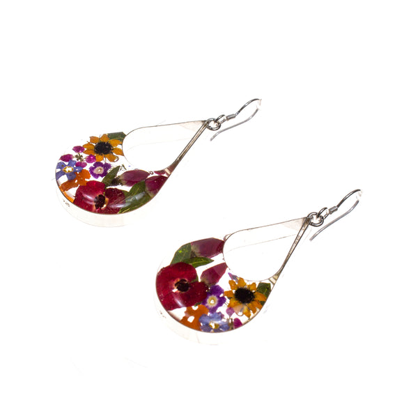 Sterling Silver Pear Resin Bouquet Earrings