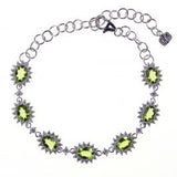 Sterling Silver Created Peridot & CZ 7 Oval Bracelet