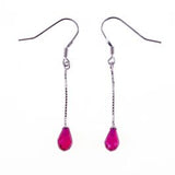 Sterling Silver Created Ruby Briolette Earrings