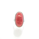 SS Adjustable Rhodochrosite Oval Cabochon Ring