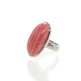 SS Adjustable Rhodochrosite Oval Cabochon Ring