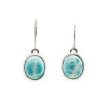SS Small Larimar Oval Bezel Earrings