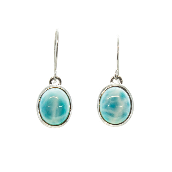 SS Small Larimar Oval Bezel Earrings