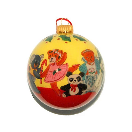 Hand-painted Bear and Cabin Scene Ornament