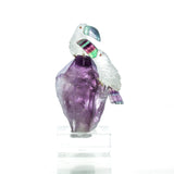 Carved Amethyst, Crystal, & Fluorite Toucans Sculpture