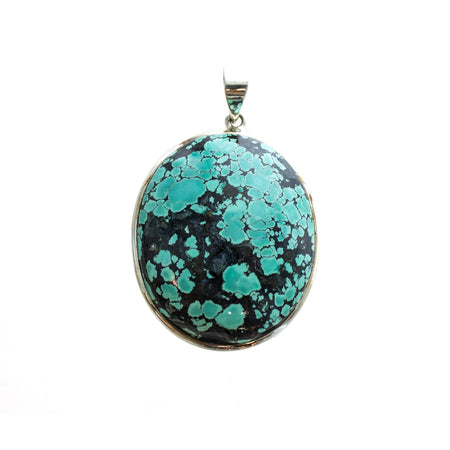 SS Turquoise Nugget Pendant & Popcorn Chain