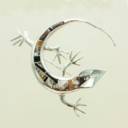 SS Lizard circle Pin/Pendant