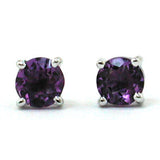 14K White Gold Amethyst Round 3.75mm Stud Earrings