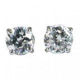 14K White Gold Cubic Zirconia Round 4mm Stud Earrings