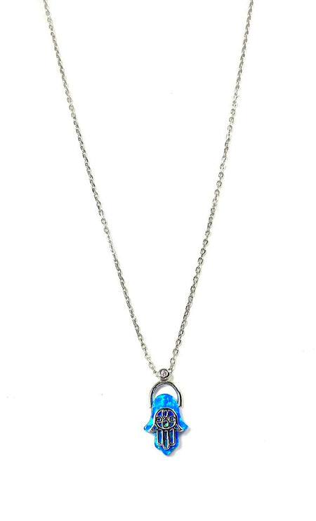 SS Created Opal Inlay Pendant and Chains