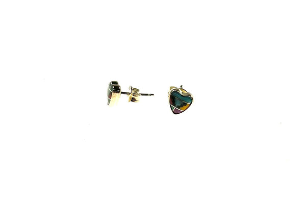 SS Multicolor Inlay Heart Studs