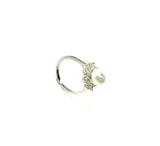 SS Pearl and CZ Sunburst Ring Size 7, 8