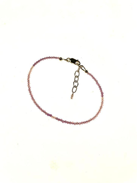 SS Amethyst Rough and Faceted Three Row Bracelet