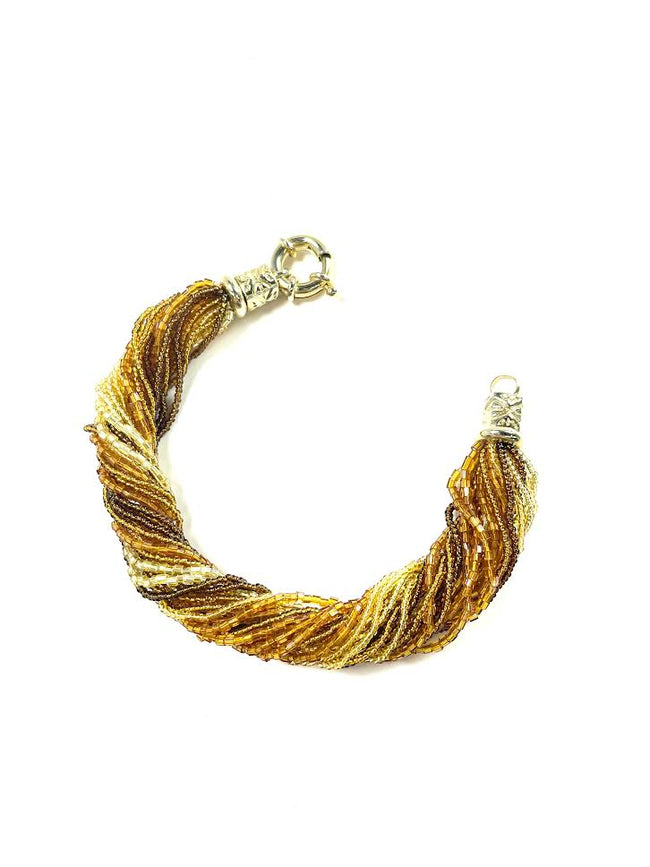 NP Art Glass Amber Multi-Strand Beaded Bracelet