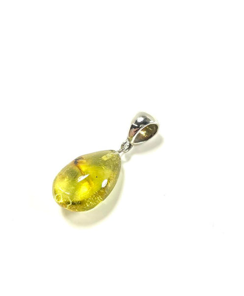 SS Caribbean Amber Pear Pendant with Fossilized Insect