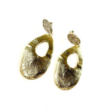 SS Vermeil Oval Pear Drop Earrings