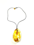 Butterscotch Amber Nugget Leather Drop Necklace