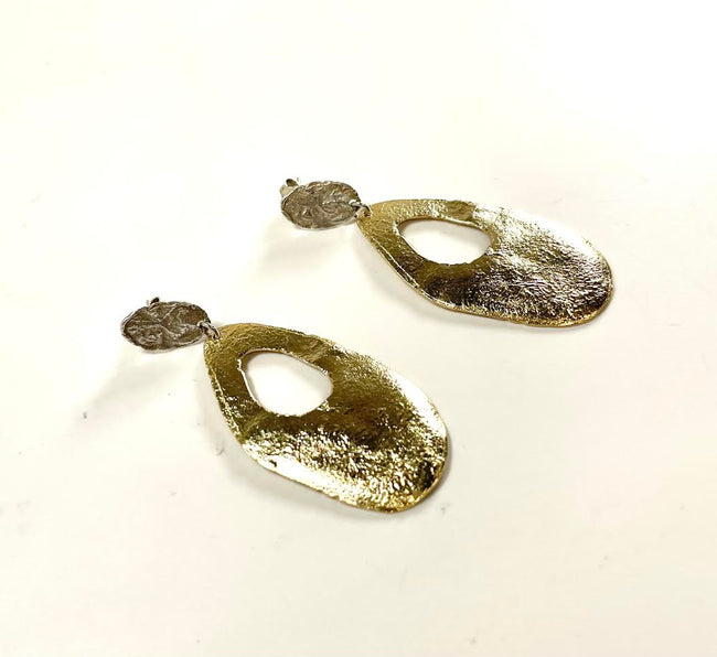 SS Vermeil Oval Pear Drop Earrings
