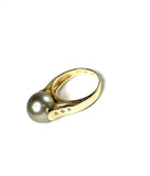 14K Tahitian Pearl and Diamond Ring Size 7