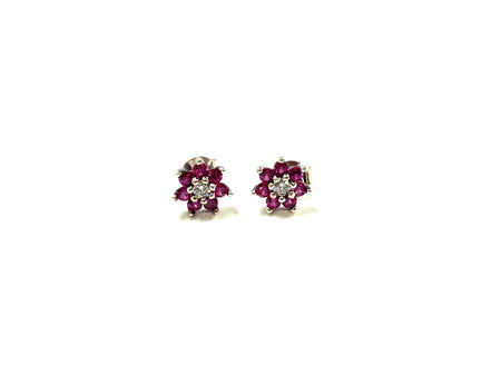 SS Created Ruby and CZ Oval Studs