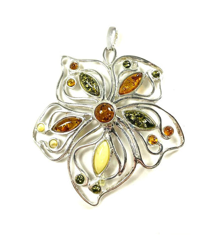 SS Amber Butterfly Pendant