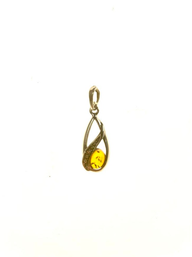 SS Amber Oval in Pear Pendant