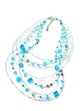 NPS Art Glass Turquoise Cascade 9 Strand Beaded Necklace