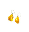 SS Amber Wavy Nugget Pear Earrings