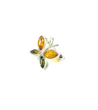 SS Amber Multicolor Butterfly Pin/Pendant