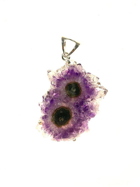 SS Abalone and Amethyst Square Pendant