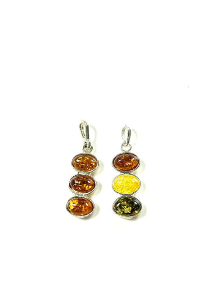 Assorted Amber Nugget Leather Drop Necklace