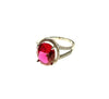 SS Created Ruby and CZ Ring Size 7