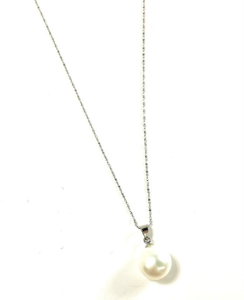 SS Pearl White 12mm Pendant and Chain