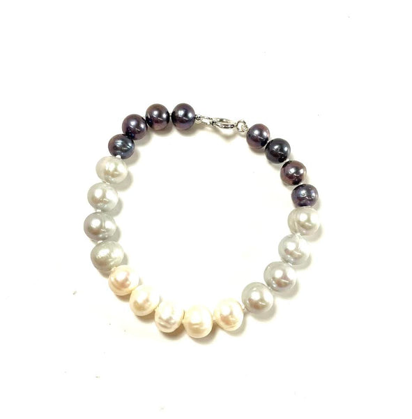 SS Fresh Water Pearl Purple, Gray, and White Bracelet
