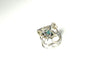 SS Turquoise, Pearl, and Blue Topaz Wide Ring Size 6