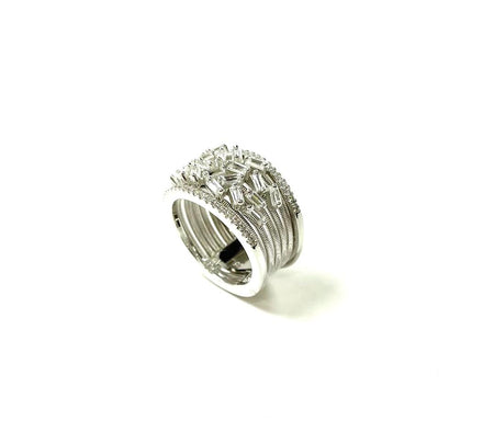 SS CZ Multirow Crossover Ring Size 8