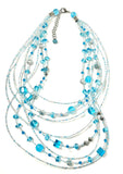 NPS Art Glass Turquoise Cascade 9 Strand Beaded Necklace