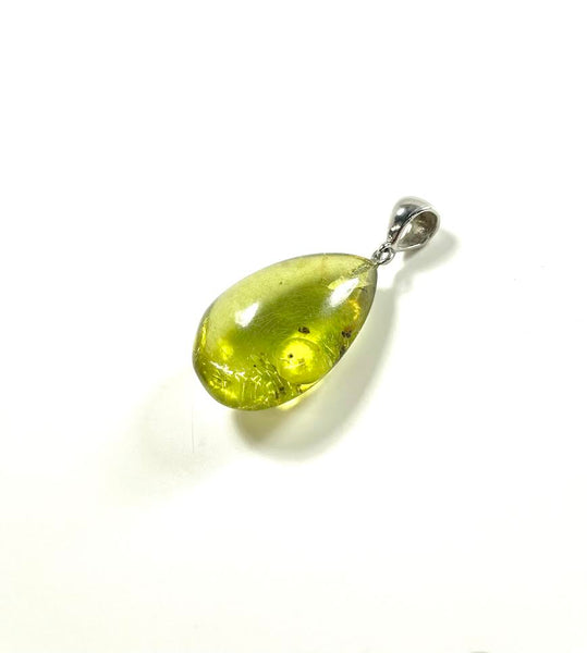 SS Caribbean Amber Smooth Pear Pendant