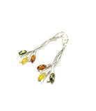 SS Amber Multicolor Three Ribbons Dangle Earrings