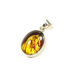 SS Amber Horse In the Wind Carved Pendant