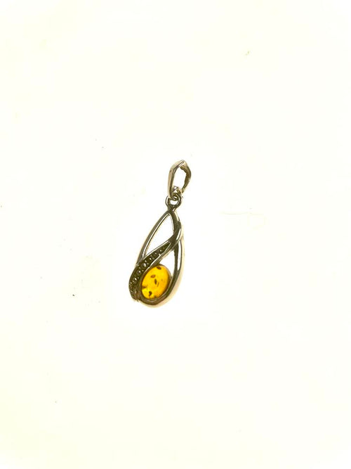 SS Amber Oval in Pear Pendant