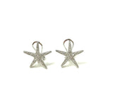 SS CZ Starfish Omega Back Earrings